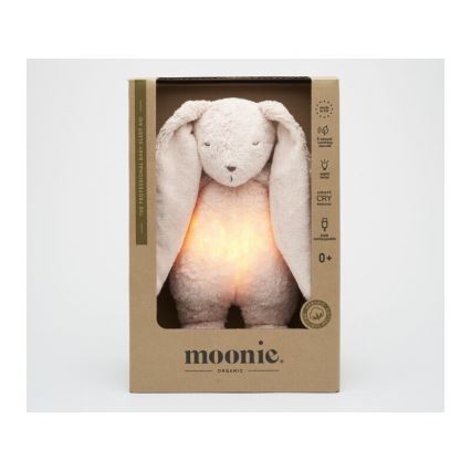 Moonie - Zabawka do przytulania z melodyjką i światełkiem 2.0 króliczek organiczna róża