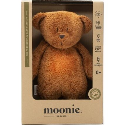 Moonie - Zabawka do przytulania z melodyjką i światełkiem miś 2.0 organic caramel