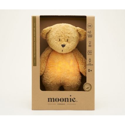 Moonie - Zabawka do przytulania z melodyjką i światełkiem miś 2.0 organic miodowy