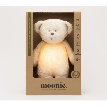 Moonie - Zabawka do przytulania z melodyjką i światełkiem miś 2.0 organic polar
