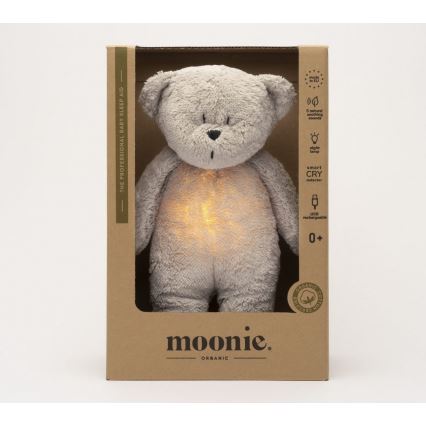 Moonie - Zabawka do przytulania z melodyjką i światełkiem miś 2.0 organic szara