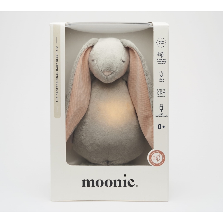 Moonie - Zabawka do przytulania z melodyjką i światełkiem zajączek 2.0 cloud