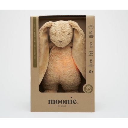 Moonie - Zabawka do przytulania z melodyjką i światełkiem zajączek 2.0 organic cappuccino