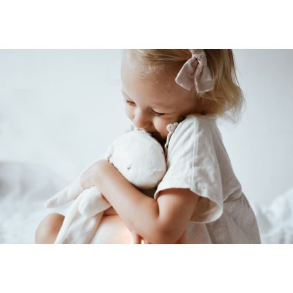 Moonie - Zabawka do przytulania z melodyjką i światełkiem zajączek 2.0 organic polar
