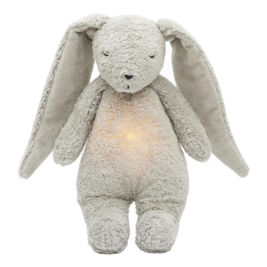 Moonie - Zabawka do przytulania z melodyjką i światełkiem zajączek organic grey natur