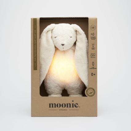 Moonie - Zabawka do przytulania z melodyjką i światełkiem zajączek organic polar natur