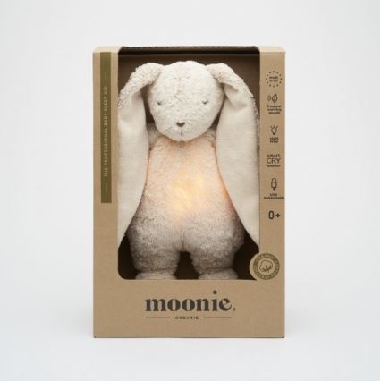 Moonie - Zabawka do przytulania z melodyjką i światełkiem zajączek organic sand natur