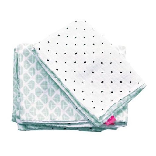 MOTHERHOOD - Pościel muślinowa bawełniana do łóżeczka Pro-Washed 2-częściowa niebieska