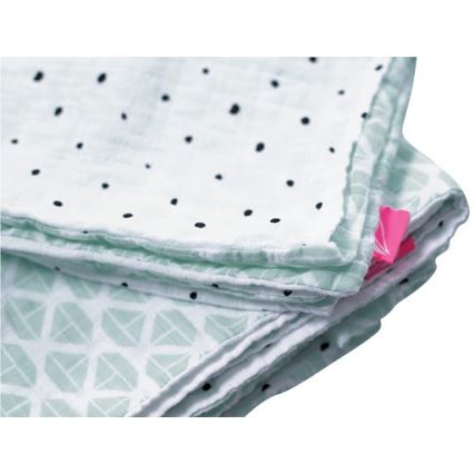 MOTHERHOOD - Pościel muślinowa bawełniana do łóżeczka Pro-Washed 2-częściowa niebieska