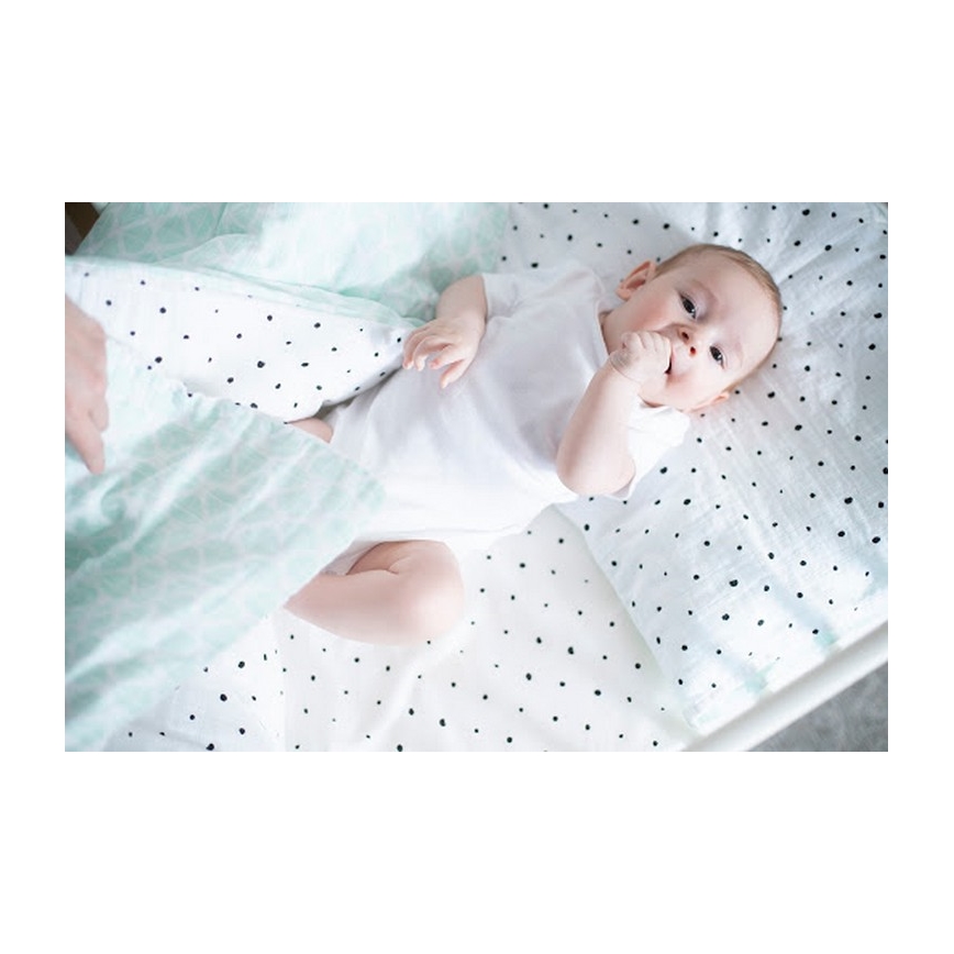 MOTHERHOOD - Pościel muślinowa bawełniana do łóżeczka Pro-Washed 2-częściowa niebieska