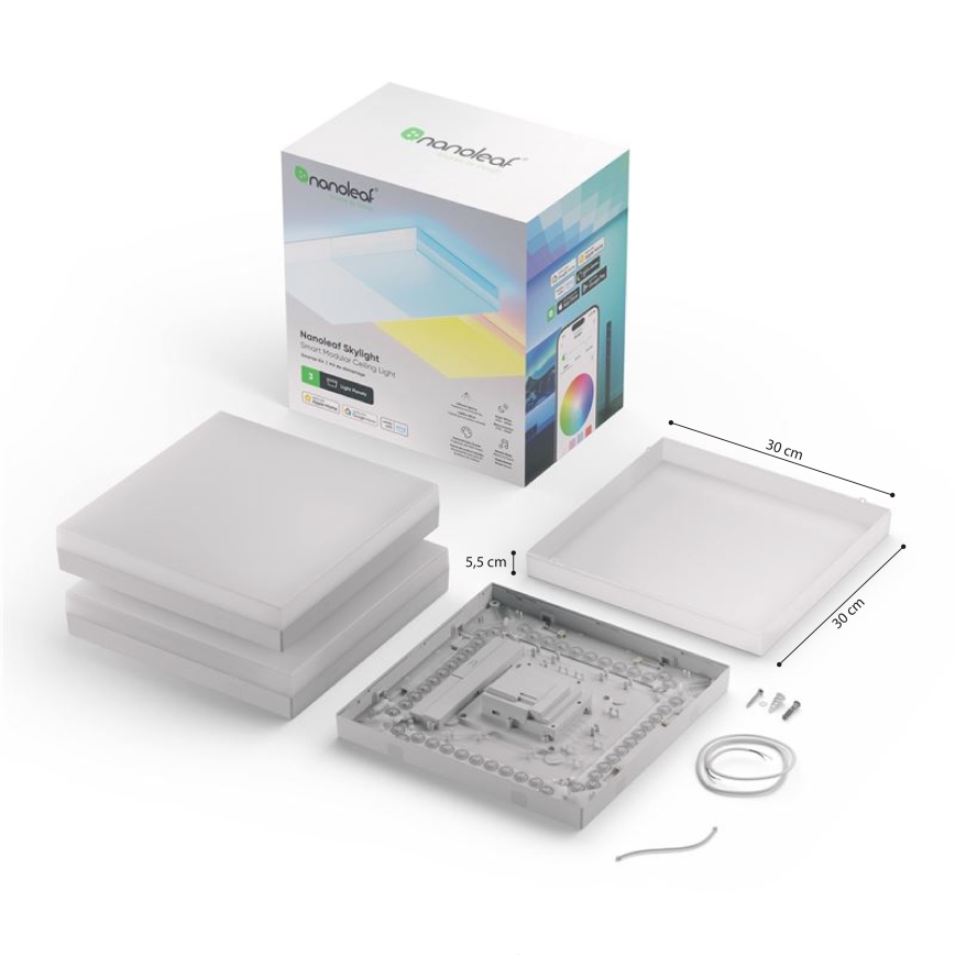 Nanoleaf - ZESTAW 3x Ściemnialna lampa sufitowa RGBW SKYLIGHT 1xLED/18W/230V + 2xLED/16W/230V 2700-6500K Wi-Fi