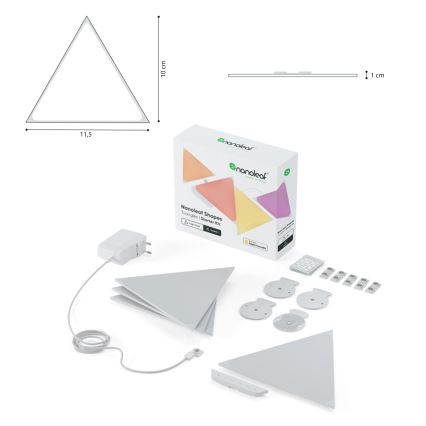 Nanoleaf - ZESTAW 10x LED RGB Panel ściemnialny TRIANGLES LED/0,5W/230V Wi-Fi