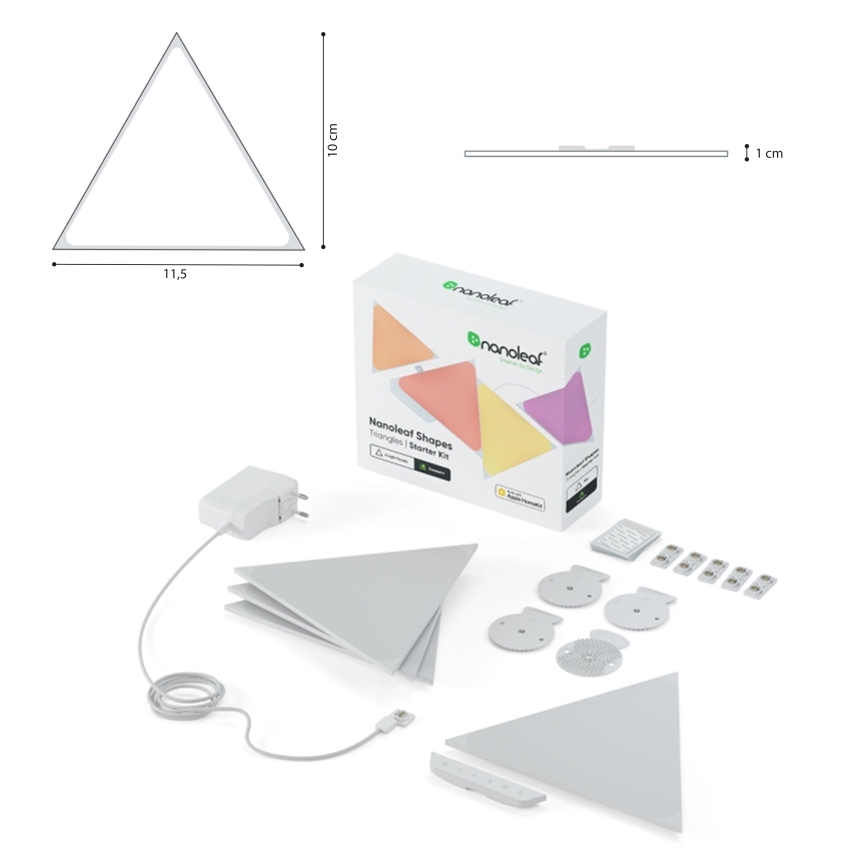 Nanoleaf - ZESTAW 10x LED RGB Panel ściemnialny TRIANGLES LED/0,5W/230V Wi-Fi