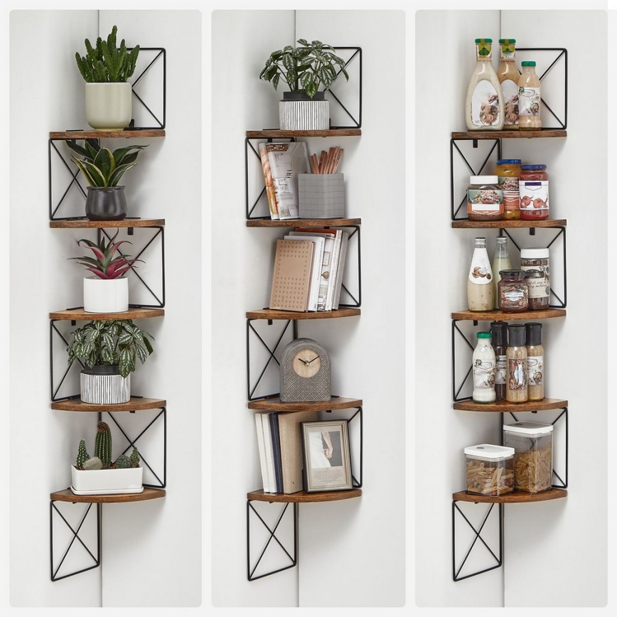 Narożna półka ścienna SNAKE brązowa/czarna