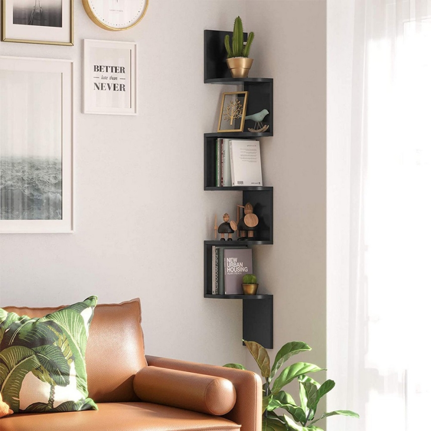 Narożna półka ścienna SNAKE czarna