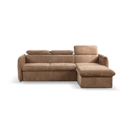 Narożna rozkładana sofa w kształcie litery L z pojemnikiem BEJA beżowa prawa