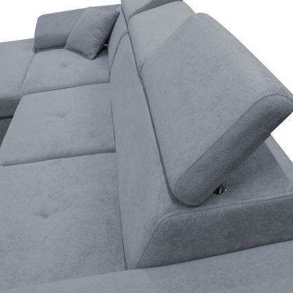 Rozkładana narożna sofa CASTELO w kształcie L, lewa, ciemnoszara, z pojemnikiem