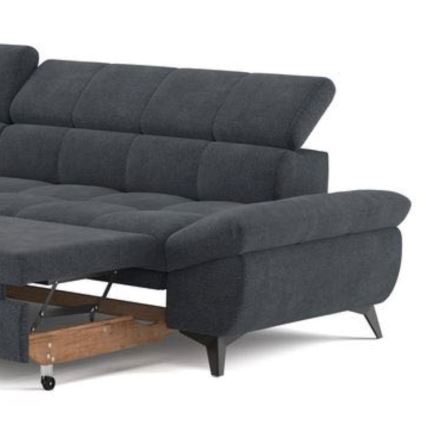 Rozkładany narożnik w kształcie litery L MARANO lewy czarny