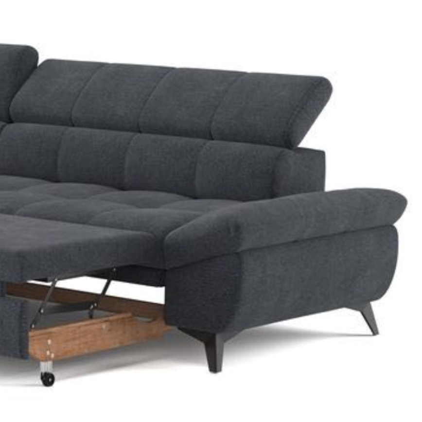 Rozkładany narożnik w kształcie litery L MARANO lewy czarny