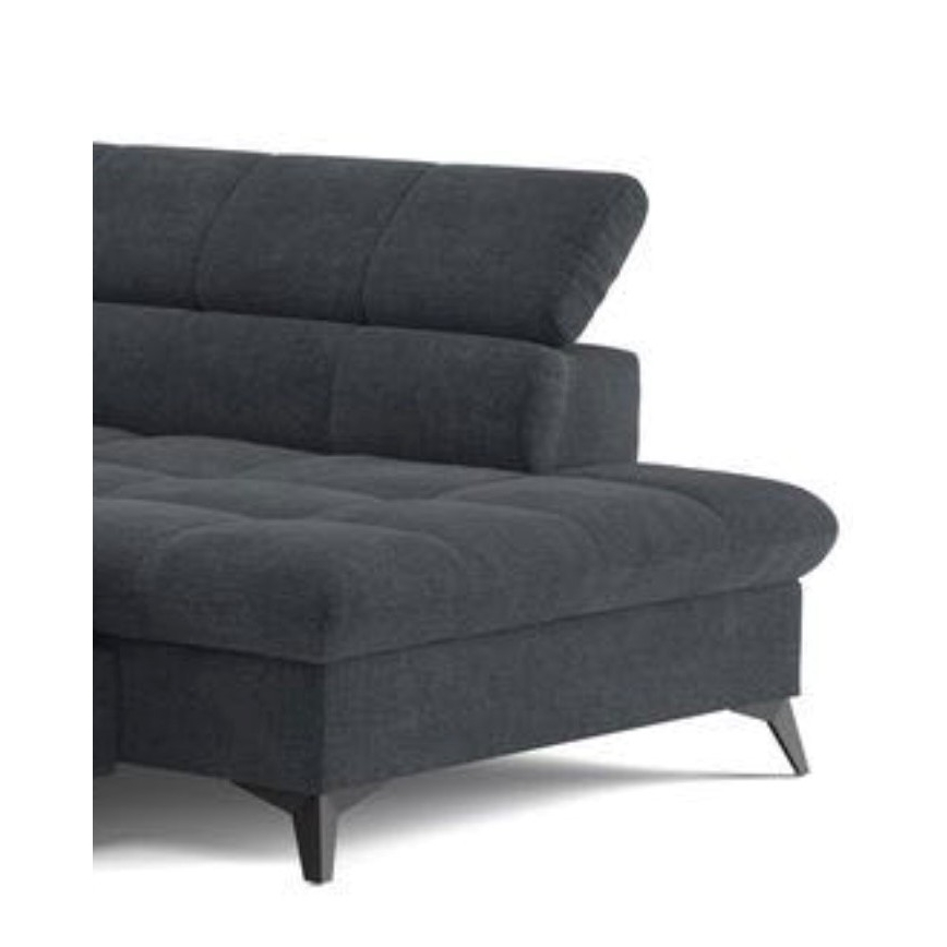 Rozkładany narożnik w kształcie litery L MARANO lewy czarny