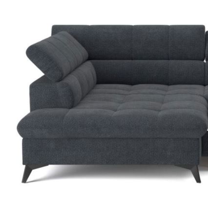 Rozkładany narożnik w kształcie litery L MARANO lewy czarny