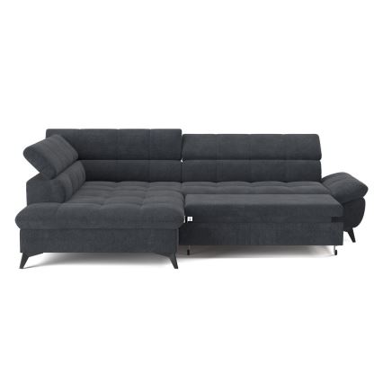 Rozkładany narożnik w kształcie litery L MARANO lewy czarny