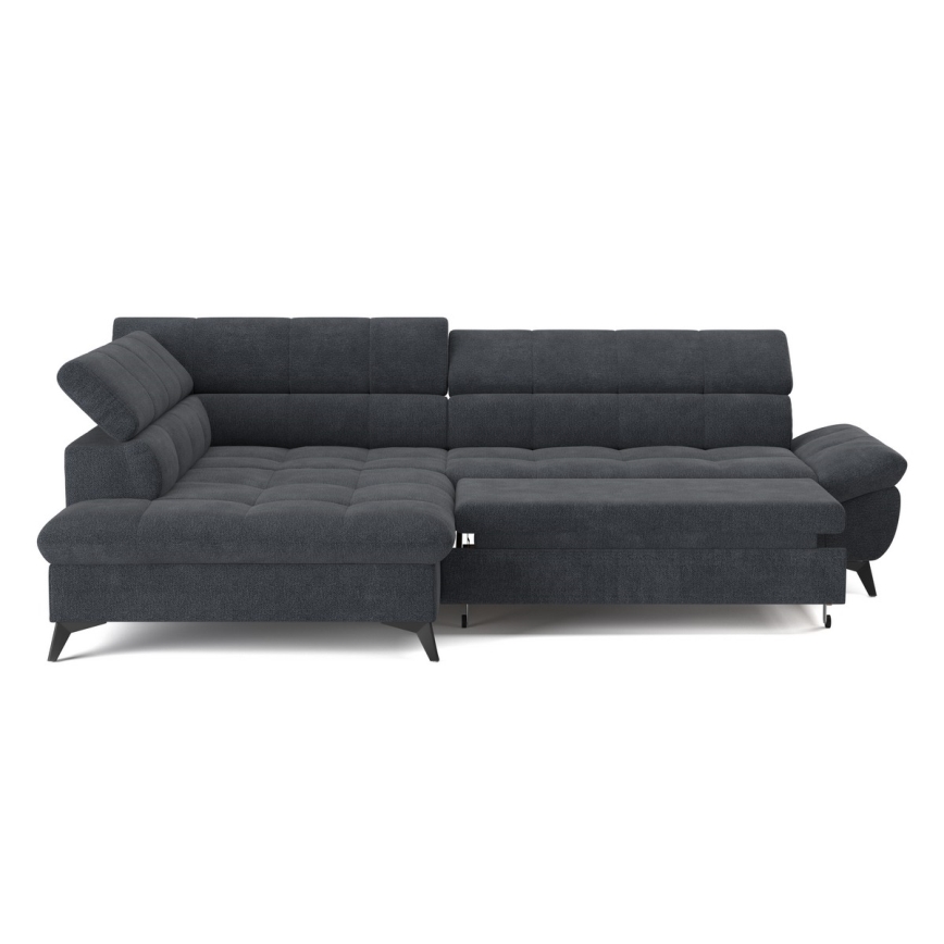 Rozkładany narożnik w kształcie litery L MARANO lewy czarny