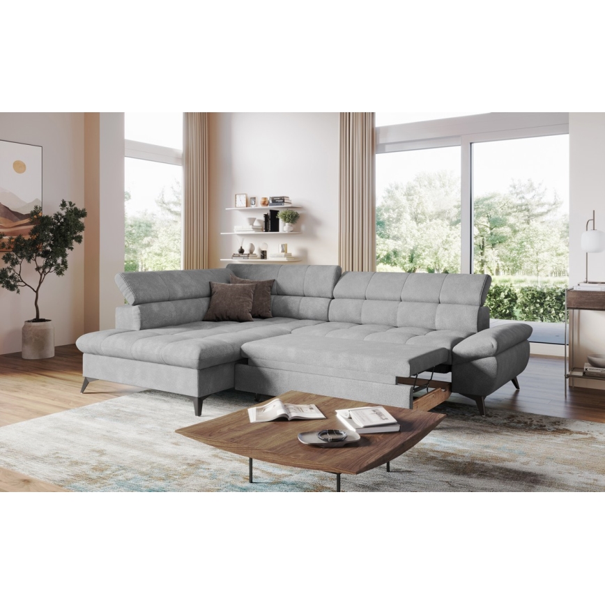 Rozkładany narożnik w kształcie litery L MARANO lewy szary