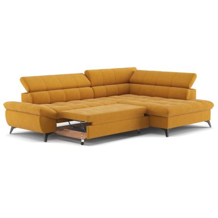 Rozkładany narożnik w kształcie litery L MARANO prawy pomarańczowy