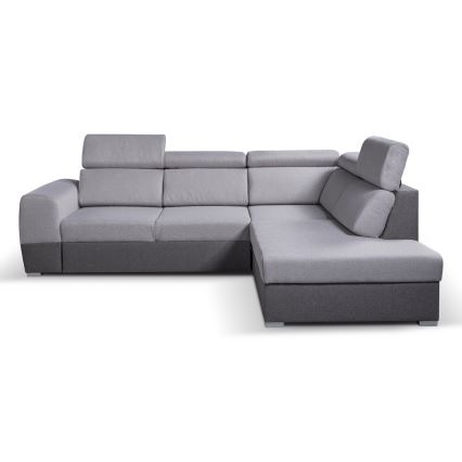 Rozkładany narożnik w kształcie litery L z pojemnikiem na pościel MATRIX szary prawy