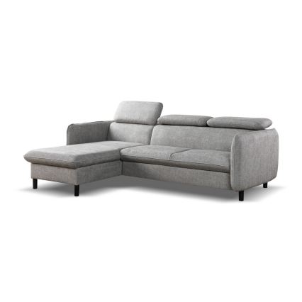 Narożna rozkładana sofa NISA w kształcie L z pojemnikiem, lewa, szara