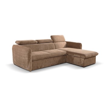 Narożna rozkładana sofa w kształcie litery L z pojemnikiem BEJA beżowa prawa