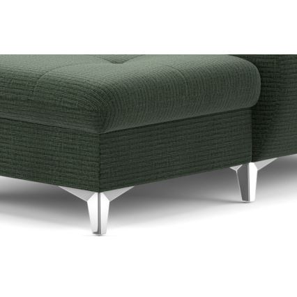 Rozkładany narożnik z pojemnikiem na pościel w kształcie litery U CATANIA lewy zielony