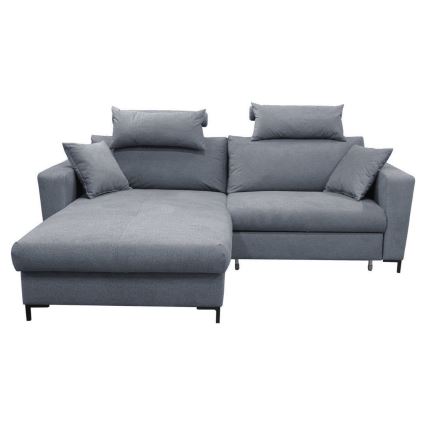 Narożna rozkładana sofa z pojemnikiem na pościel w kształcie litery L HORTA lewa ciemnoszara