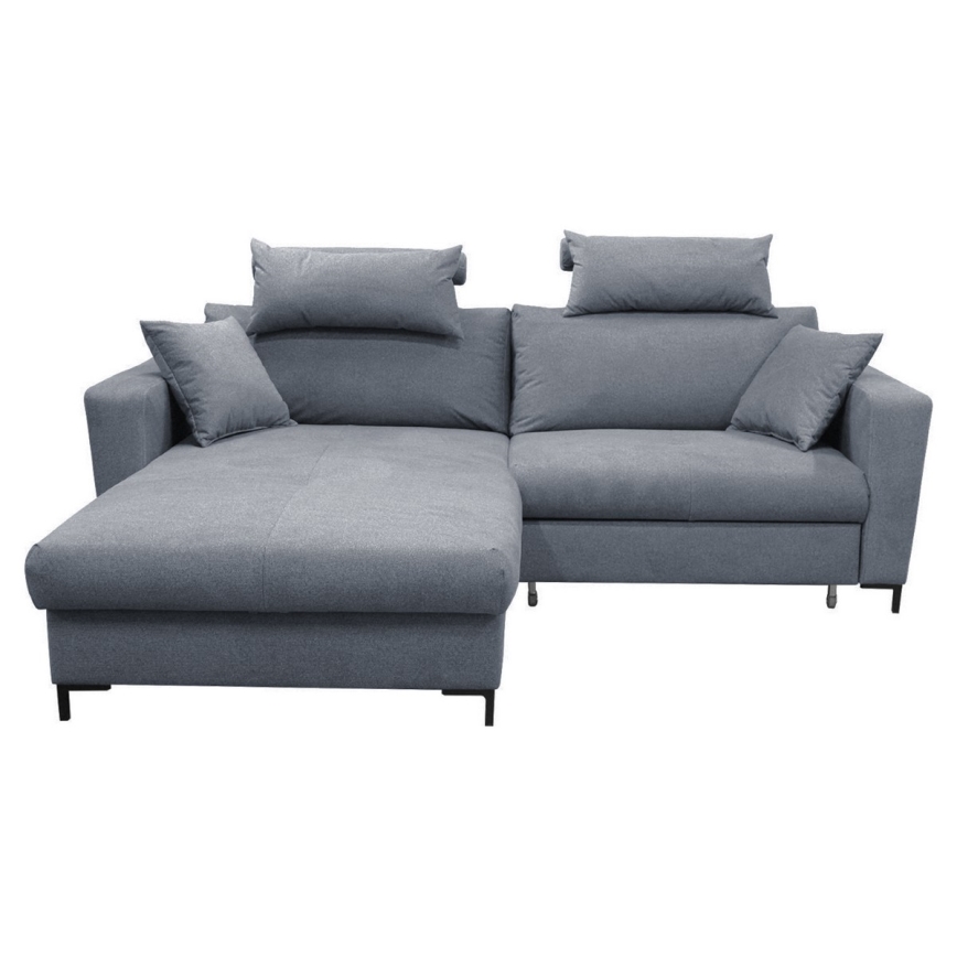 Narożna rozkładana sofa z pojemnikiem na pościel w kształcie litery L HORTA lewa ciemnoszara