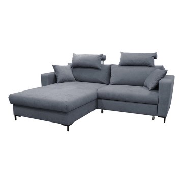 Narożna rozkładana sofa z pojemnikiem na pościel w kształcie litery L HORTA lewa ciemnoszara