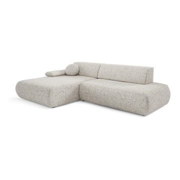 Narożna rozkładana sofa z pojemnikiem na pościel w kształcie litery L PRATO lewa beżowa