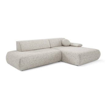 Narożna rozkładana sofa z pojemnikiem na pościel w kształcie litery L PRATO prawa beżowa