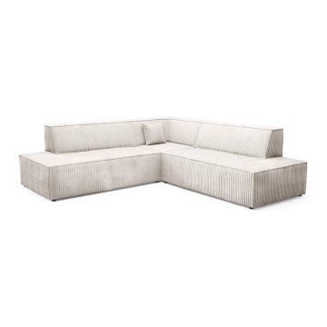 Narożna rozkładana sofa z pojemnikiem na pościel w kształcie litery L TERAMO prawa beżowa