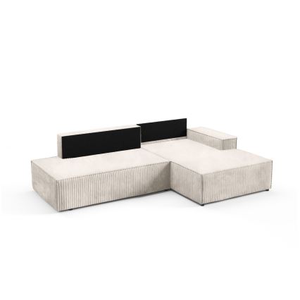 Narożna rozkładana sofa z pojemnikiem na pościel w kształcie litery L TERAMO prawa beżowa