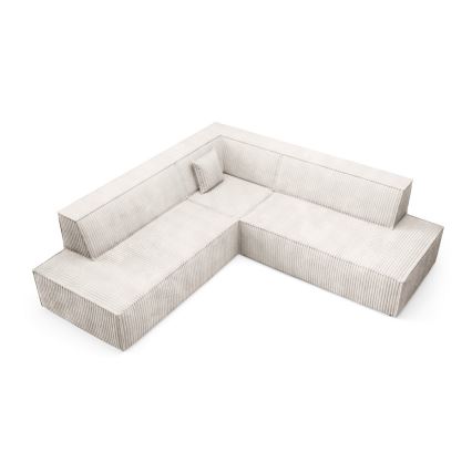 Narożna rozkładana sofa z pojemnikiem na pościel w kształcie litery L TERAMO prawa beżowa