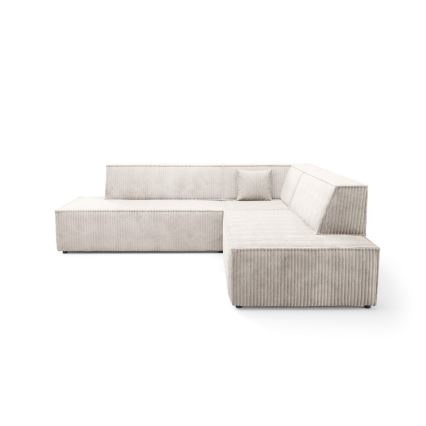 Narożna rozkładana sofa z pojemnikiem na pościel w kształcie litery L TERAMO prawa beżowa