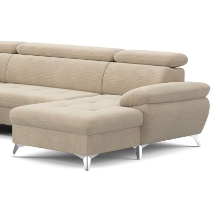 Rozkładany narożnik z pojemnikiem w kształcie litery U CATANIA lewy beżowy