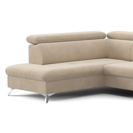 Rozkładany narożnik z pojemnikiem w kształcie litery U CATANIA lewy beżowy