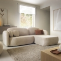 Narożna rozkładana sofa z pojemnikiem w kształcie L OLBIA, prawostronna, beżowa
