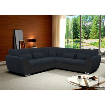 Narożna rozkładana sofa z pojemnikiem w układzie L VISEU, prawostronna, antracyt/czarny