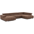Narożna sofa w kształcie litery U TROPEA prawa brązowa