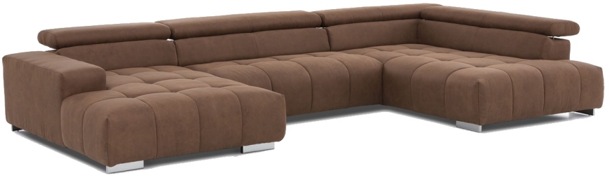 Narożna sofa w kształcie litery U TROPEA prawa brązowa