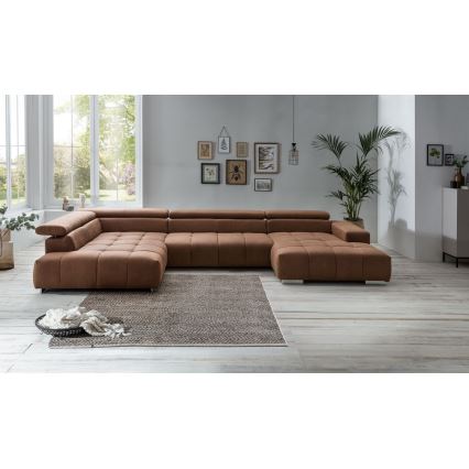 Narożna sofa w kształcie litery U TROPEA lewa brązowa