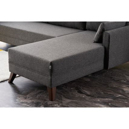 Narożna sofa w układzie L RIGA, antracyt, prawostronna